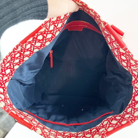 Kate Spade Geo Print Large Tote Bag Purse Red White - Picture 2 of 11